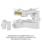 Combo completo de Cocina Esquinera 504 cm 14 Puertas 3 Cajones Sin Mesada Blanco Glamy Madesa