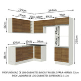 Combo Completo de Cocina Esquinera 100% MDF 419 cm Marrón/Blanco Acordes Madesa 01