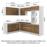 Combo Completo de Cocina Esquinera 100% MDF 419 cm Blanco/Marrón Acordes Madesa 03