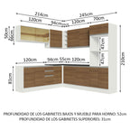 Combo completo de Cocina Esquinera 459 cm 13 Puertas 2 Cajones Sin Mesada 100% MDF Blanco/Marrón Acordes Madesa