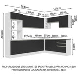 Combo Completo de Cocina Esquinera 100% MDF 479 cm Blanco/Negro Acordes Madesa 03