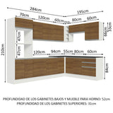 Combo Completo de Cocina Esquinera 100% MDF 479 cm Blanco/Marrón Acordes Madesa 03
