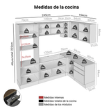 Combo completo de Cocina Esquinero 399 cm Marrón/Negro Lux Madesa 01