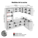 Combo completo de Cocina Esquinero 399 cm Blanco/Gris Lux Madesa 01