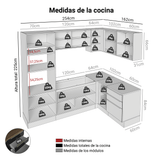 Combo completo de Cocina Esquinero 416 x 60 cm Marrón/Negro Lux Madesa 01