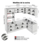 Combo completo de Cocina Esquinera 416 cm 10 Puertas 3 Cajones Sin Mesada Blanco Lux Madesa