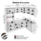 Combo completo de Cocina Esquinera 416 cm 10 Puertas 3 Cajones Sin Mesada Marrón/Blanco Lux Madesa