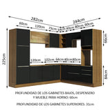 Combo completo de Cocina Esquinero 526cm Marrón/Negro Lux Madesa 01