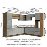 Combo completo de Cocina Esquinero 546cm Marrón/Gris Lux Madesa 01