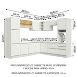 Combo Completo de Cocina Esquinera 546 x 60 cm Blanco/Blanco Aterciopelado Lux Madesa 01