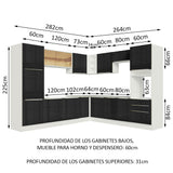 Combo completo de Cocina Esquinera 546 cm Blanco/Negro Lux Madesa 03