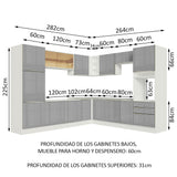 Combo completo de Cocina Esquinero 546cm Blanco/Gris Lux Madesa 03