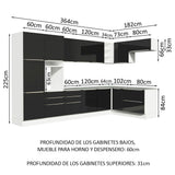 Combo completo de Cocina Esquinero 546cm Blanco/Negro Lux Madesa 05