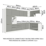 Combo completo de Cocina Esquinero 546cm Blanco/Gris Lux Madesa 05