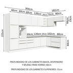 Combo completo de Cocina Esquinera 546 cm 12 Puertas 8 Cajones Blanco Lux Madesa