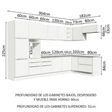 Combo Completo de Cocina Esquinera 546 x 60 cm Blanco Aterciopelado Lux Madesa 05