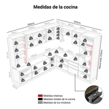 Combo completo de Cocina Esquinero 549 cm Marrón/Negro Lux Madesa 01