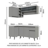 Combo Completo de Cocina Esquinera 265 cm Gris Nice Madesa 01