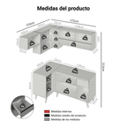 Combo completo de Cocina Esquinera 325 cm 8 Puertas 1 Cajón Gris Nice Madesa