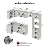 Combo completo de Cocina Esquinera Flotante 385cm Gris Nice Madesa 01