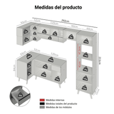 Combo completo de Cocina Esquinera 385cm Gris Nice Madesa 04