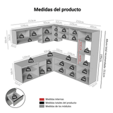 Combo completo de Cocina Esquinera 445 cm Flotante Gris, Nice 04