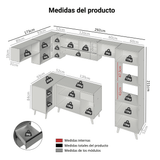 Combo completo de Cocina Esquinera 465cm Gris Nice Madesa 08