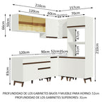 Combo completo de Cocina Esquinera 367 cm 11 Puertas 1 Cajón Blanco Reims Madesa