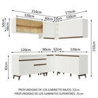 Combo completo de Cocina Esquinera 382 cm 10 Puertas 1 Cajón Blanco Reims Madesa