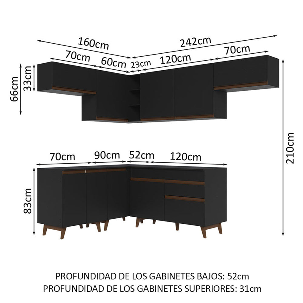 Combo completo de Cocina Esquinera 402 cm Reims Negro 03