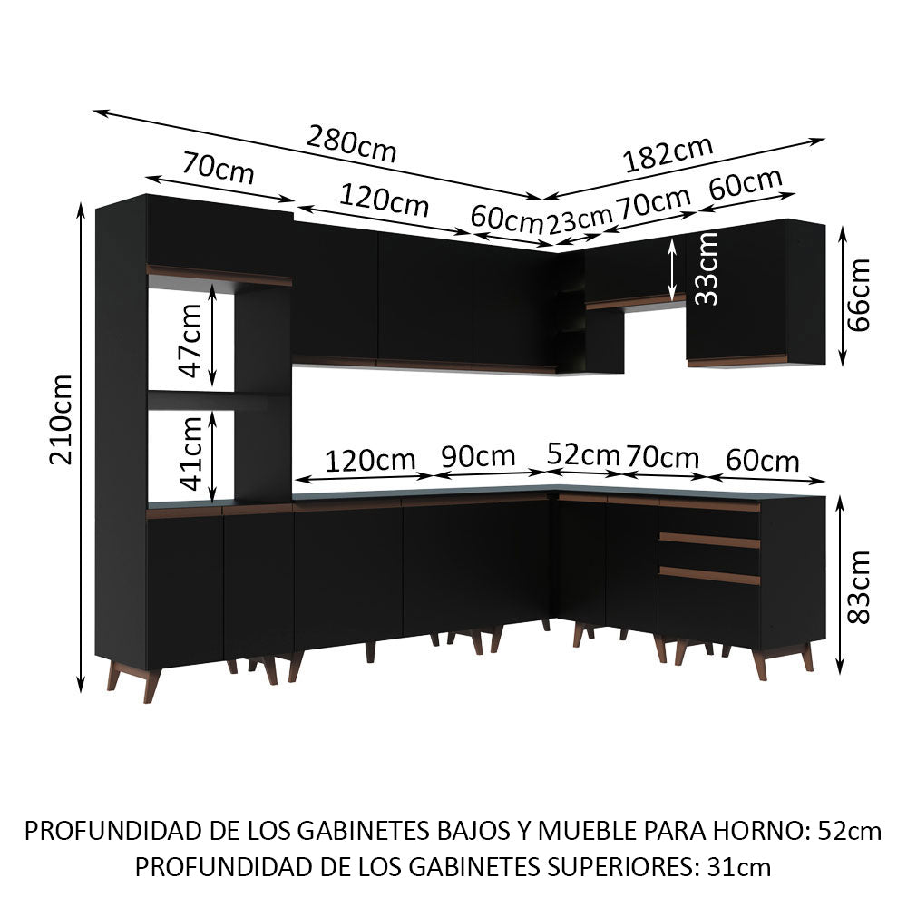 Combo completo de Cocina Esquinera Madesa Reims 462cm NN