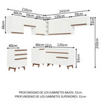 Combo completo de Cocina Esquinera 462 cm 9 Puertas 4 Cajones Blanco Reims Madesa