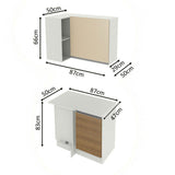 Kit Cocina Esquinera 100% MDF 2 Puertas y Nicho Marrón/Crema/Blanco Smart Madesa