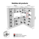 Combo Completo de Cocina Esquinera 100% MDF 377 cm Smart Blanco Brilhante Madesa 01