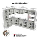 Combo completo de Cocina Esquinero 100% MDF 447 cm Blanco/Marrón/Crema Smart Madesa 02