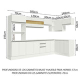 Combo Completo de Cocina Esquinera 100% MDF 448 cm Blanco Smart Madesa 01