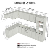 Combo Completo de Cocina Esquinera 499 cm Marrón/Blanco Stella Madesa 01