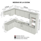 Combo Completo de Cocina Esquinera 499cm Blanco/Marrón Stella Madesa 01