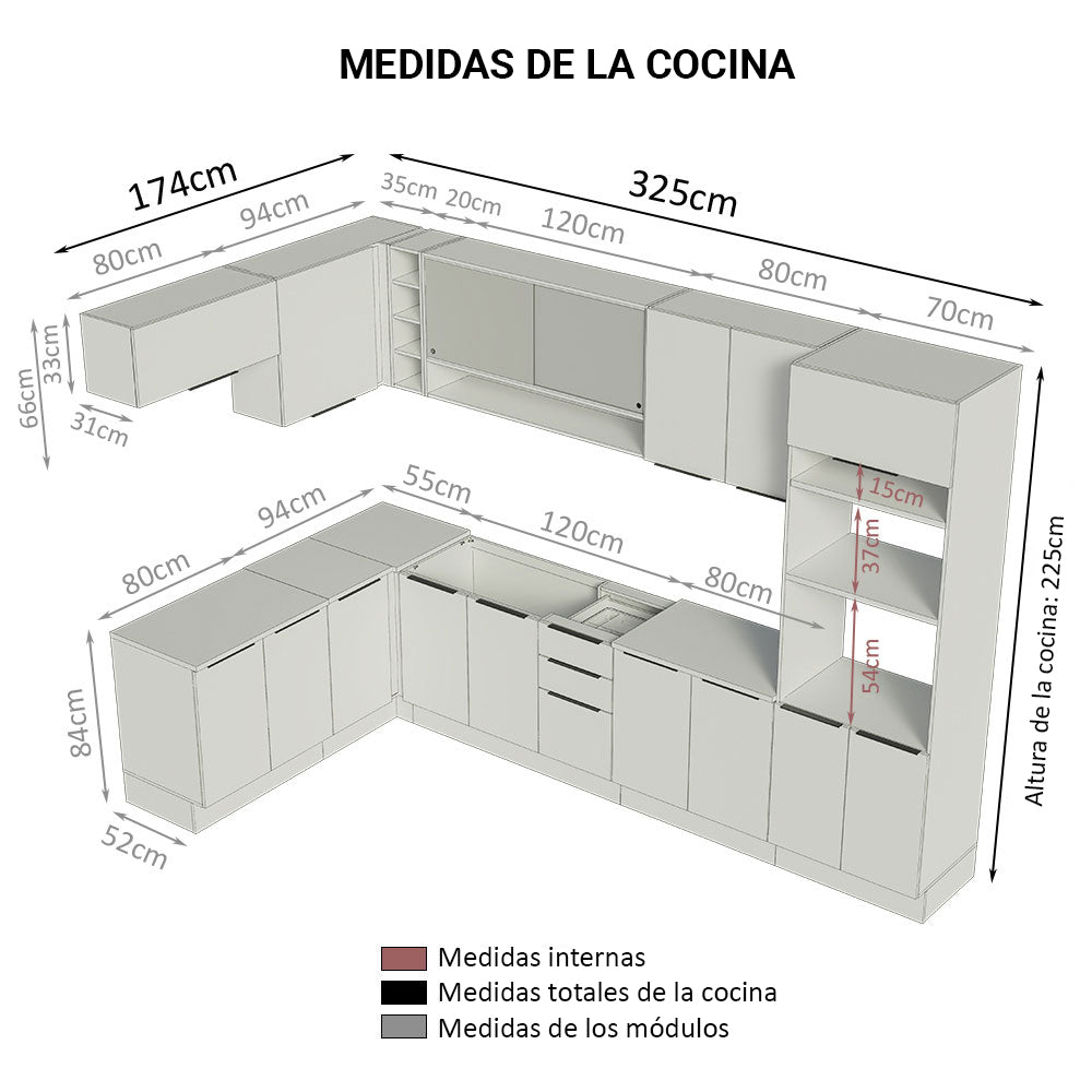 Combo Completo de Cocina Esquinera 499 cm Blanco Stella Madesa 02