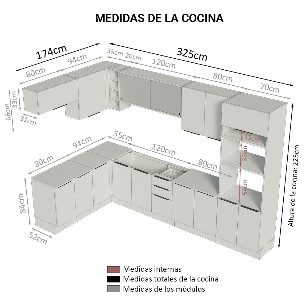 Combo Completo de Cocina Esquinera 499 cm Marrón Stella Madesa 03