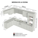 Combo Completo de Cocina Esquinera 499 cm Marrón/Blanco Stella Madesa 03