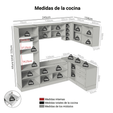 Cocina Esquinera 399 cm Vik Marrón/Blanco 01