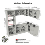 Cocina Esquinera 399 cm Vik Blanco/Verde 01