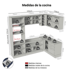 Combo completo de Cocina Esquinera 399 cm 10 Puertas 3 Cajones Sin Mesada Marrón/Azul Vik Madesa