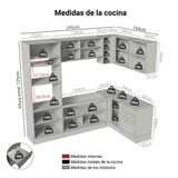 Cocina Esquinera 399 cm Vik Marrón/Verde 01