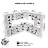 Combo completo de Cocina Esquinero 549 cm Marrón/Gris Vik Madesa 01