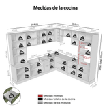 Combo completo de Cocina Esquinero 549 cm Blanco/Verde Vik Madesa 01