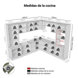 Combo completo de Cocina Esquinero 549 cm Marrón/Verde Vik Madesa 01