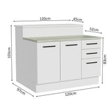 Isla de Cocina con Barra desayunador y Bajo Mesada 120 cm Blanco Agata Madesa