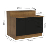 Isla de Cocina con Barra desayunador y Bajo Mesada 120 cm Marrón/Negro Agata Madesa